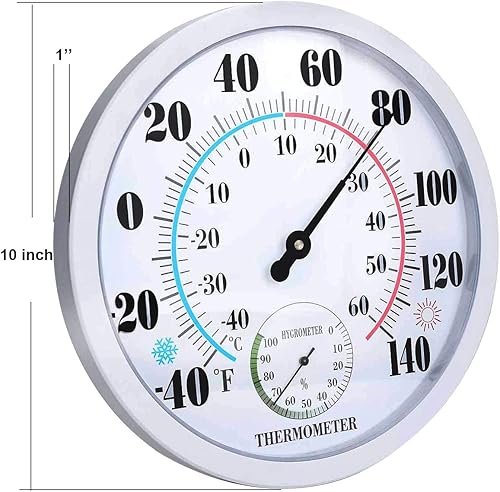 Miniatura 2 de Termómetro higrómetro para interiores y exteriores, termómetro de pared colgante impermeable, termómetro decorativo para exteriores, grandes