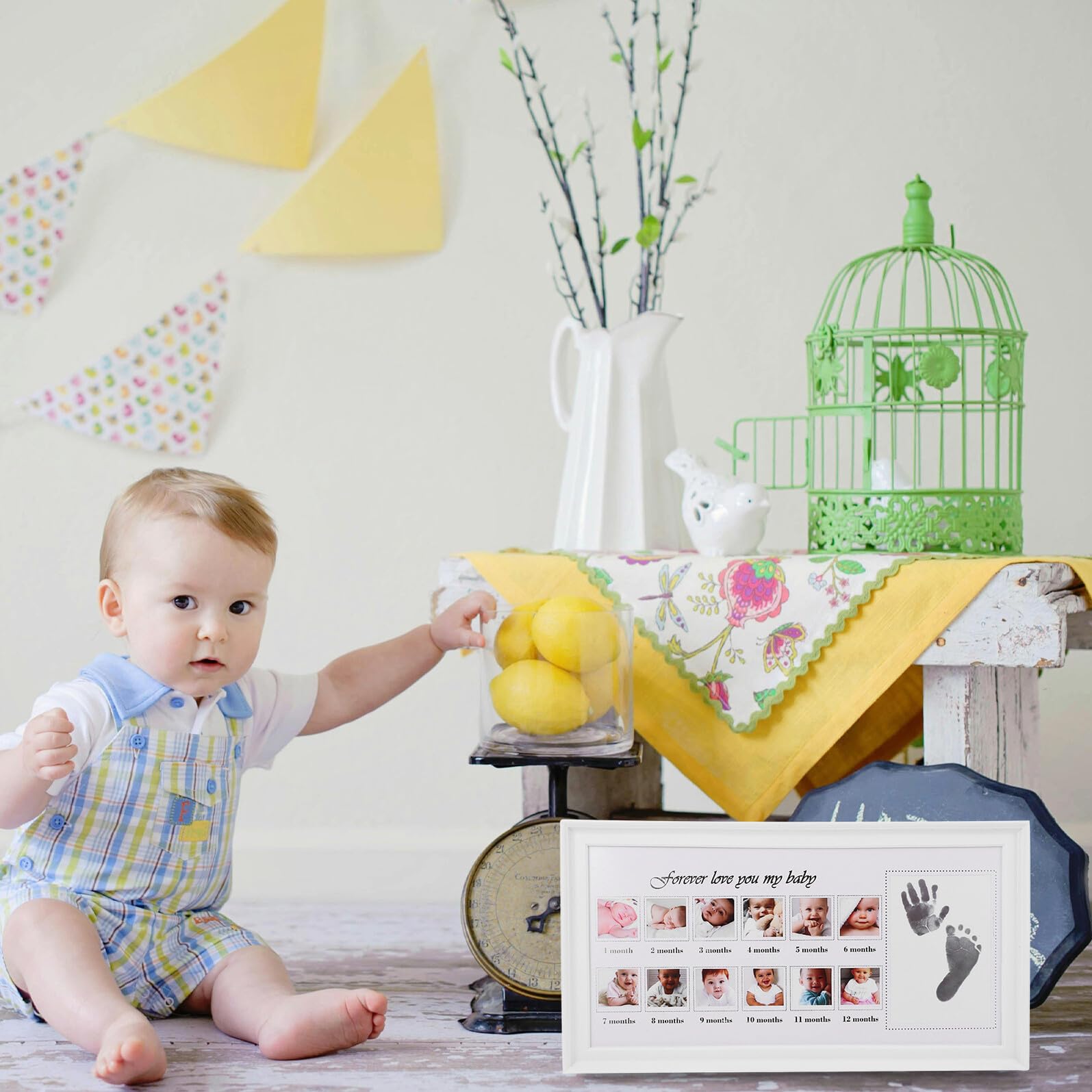 Beaupretty Marco para Huellas y Fotos Niña Meses Kit Recuerdo Manos y Pies Infantil Decoración para Pared o Mesa Regalo para Recién Nacidos y Nuevos Padres