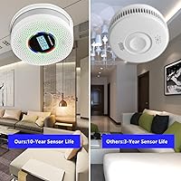 Vista 3 de Paquete de 3 Alarma Detectora de Humo y Monóxido de Carbono de Combinación Mejorada, Alarma de Humo de Sensor Dual y Detector de Monóxido de Carbono