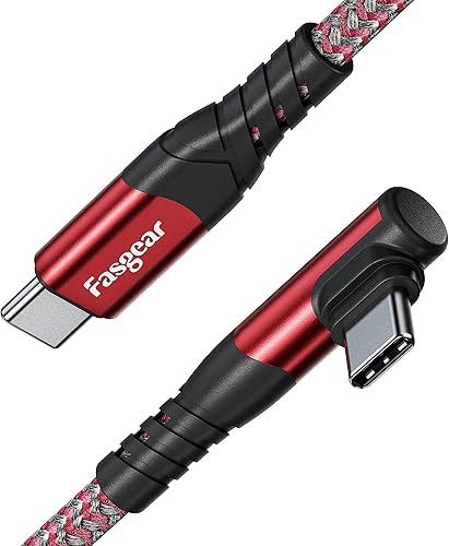 Fasgear Cable USB C a USB C - 3 pies 60 W de carga rápida USB 2.0 tipo C PD cargador de 90 grados compatible con Galaxy S22S21S20 Ultra Pixel 6