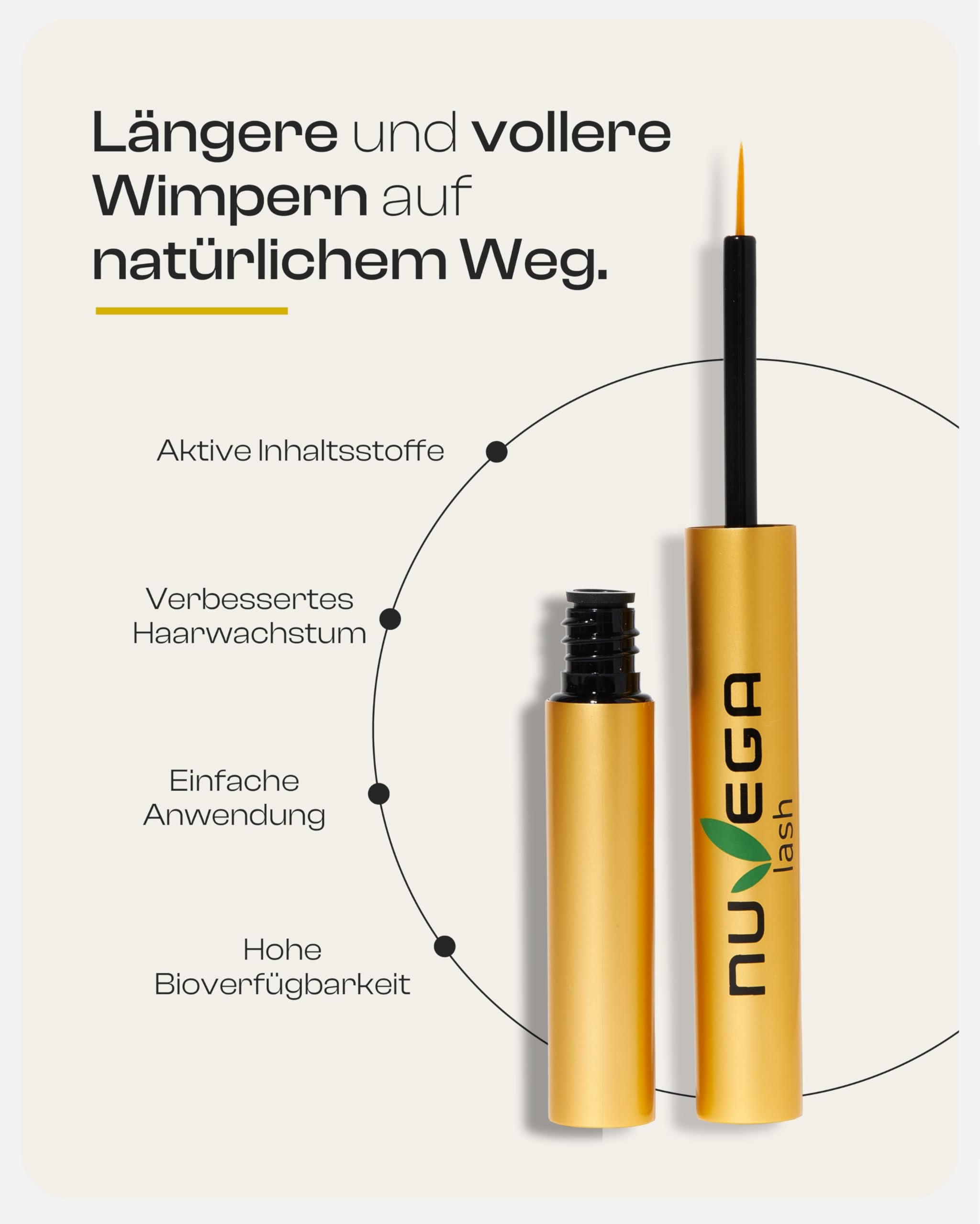 Nuvega Lash Super V Veganes Wimpernserum ohne tierische Produkte, Made in Germany, lange Wimpern in 4-6 Wochen, Lash Serum, Wimpernserum Wachstum, Serum für Wimpernwachstum, 3ml