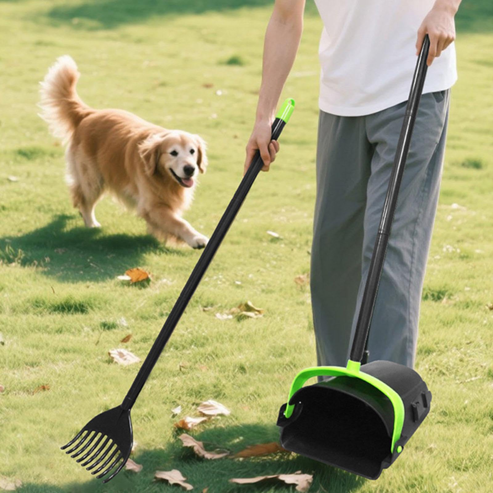 Recogedor de Excrementos de Perro Herramienta con Mango Ergonómico Ligero Portátil Material PP Adecuado para Jardín Patios Paseo de Perros, 2 Piezas, Individual