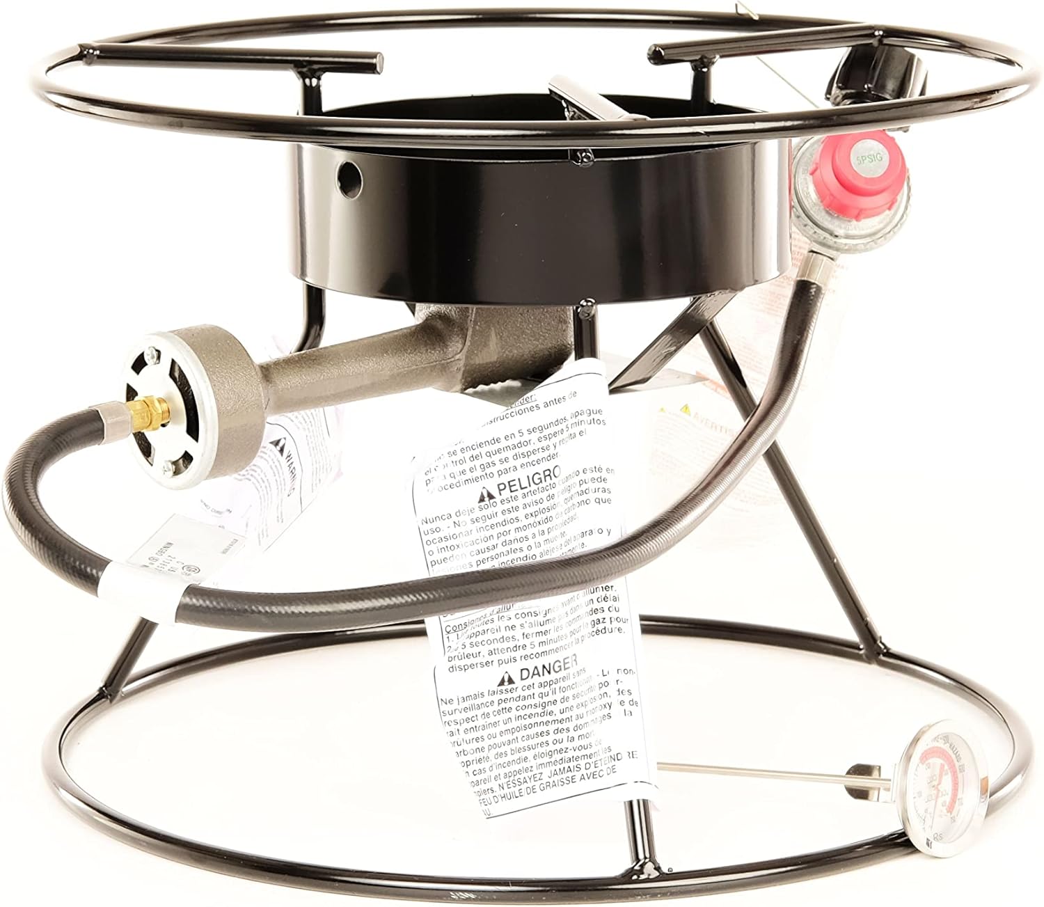 King Kooker 110-17PKTA - Olla portátil para exteriores con parrilla de propano de anillo superior de 17 pulgadas de diámetro, color negro