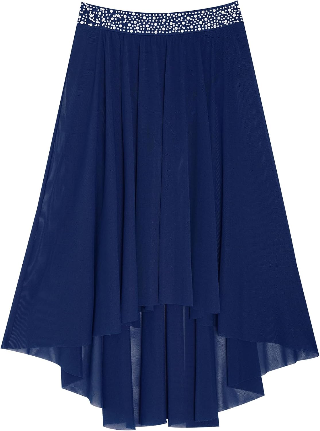 Jhaoyu Modern Lyrical Dance Skirts for Girls Side Slit Rhinestones Waistband Jazz Ballroom Dance Skirt for Performance