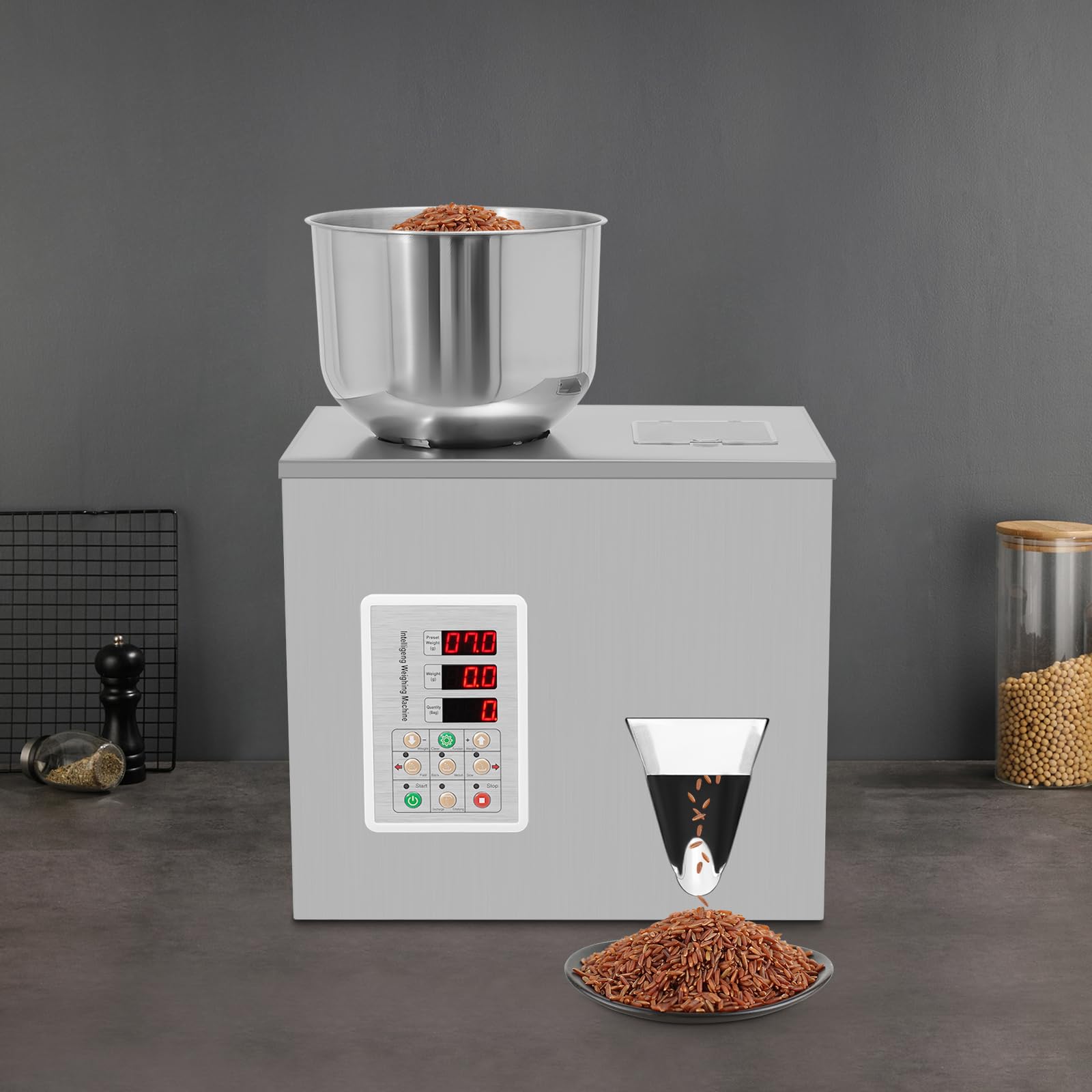 Llenado automático y máquina de embalaje de acero inoxidable 180W | Equipado Con Sensores Infrarrojos Peso De Embalaje Y Velocidad Ajustable Para Relleno De Semillas De Té Grano Relleno