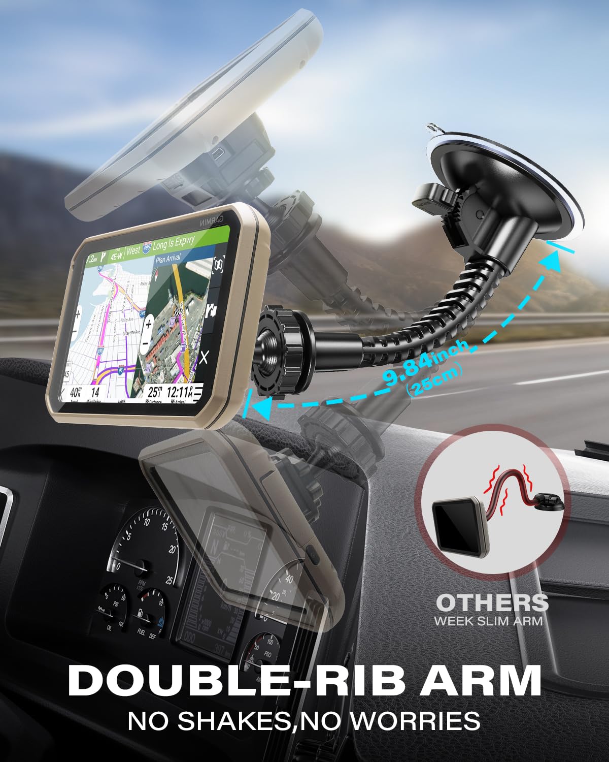 1Zero Soporte GPS para coche de 22 mm con ventosa resistente