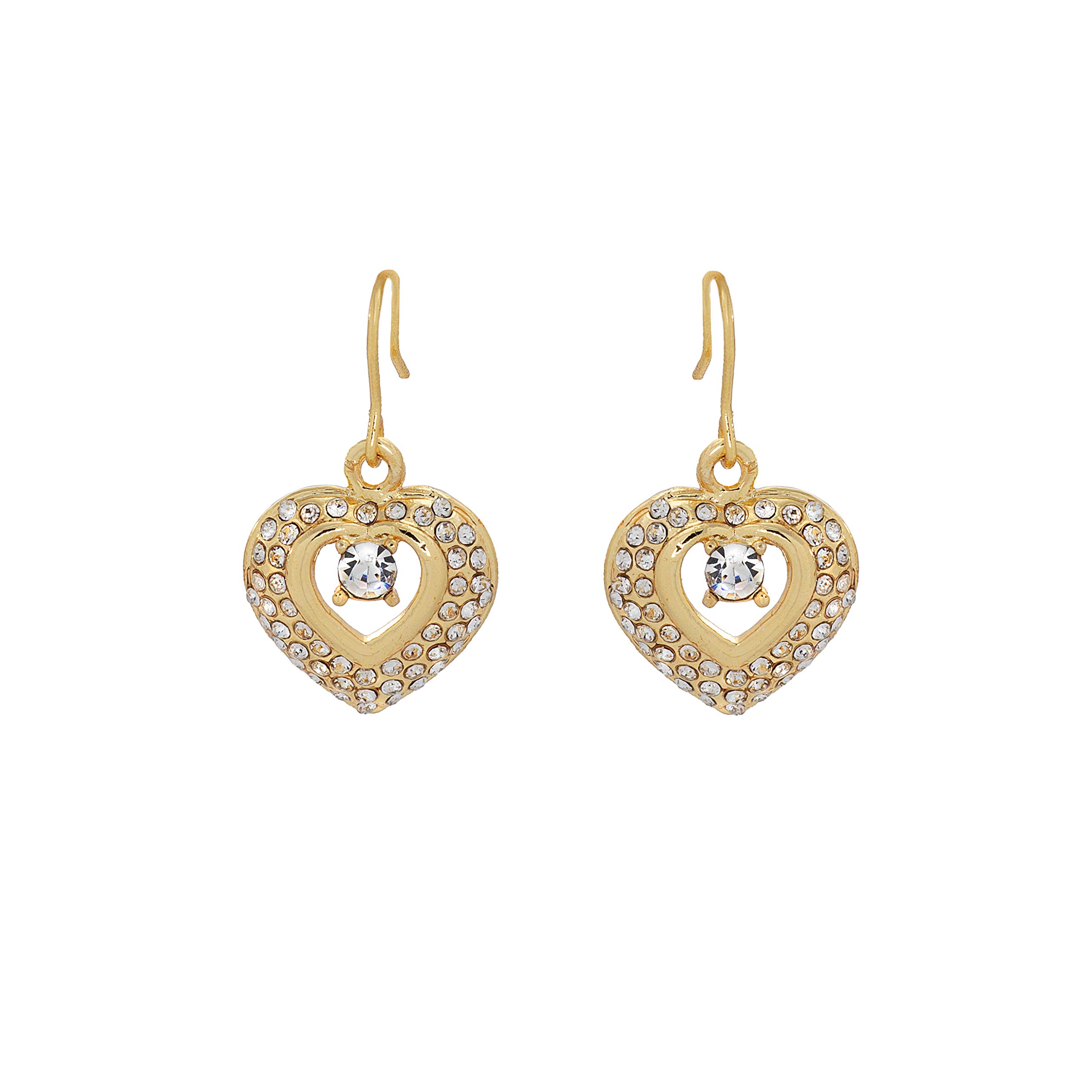Gehena By Estele Non-Precious MetalGold Tone Solitaire in Heart Drop Earrings for women (white) (5010134-IG-WE) (B08HNFMT6D) Amazon Price History, Amazon Price Tracker