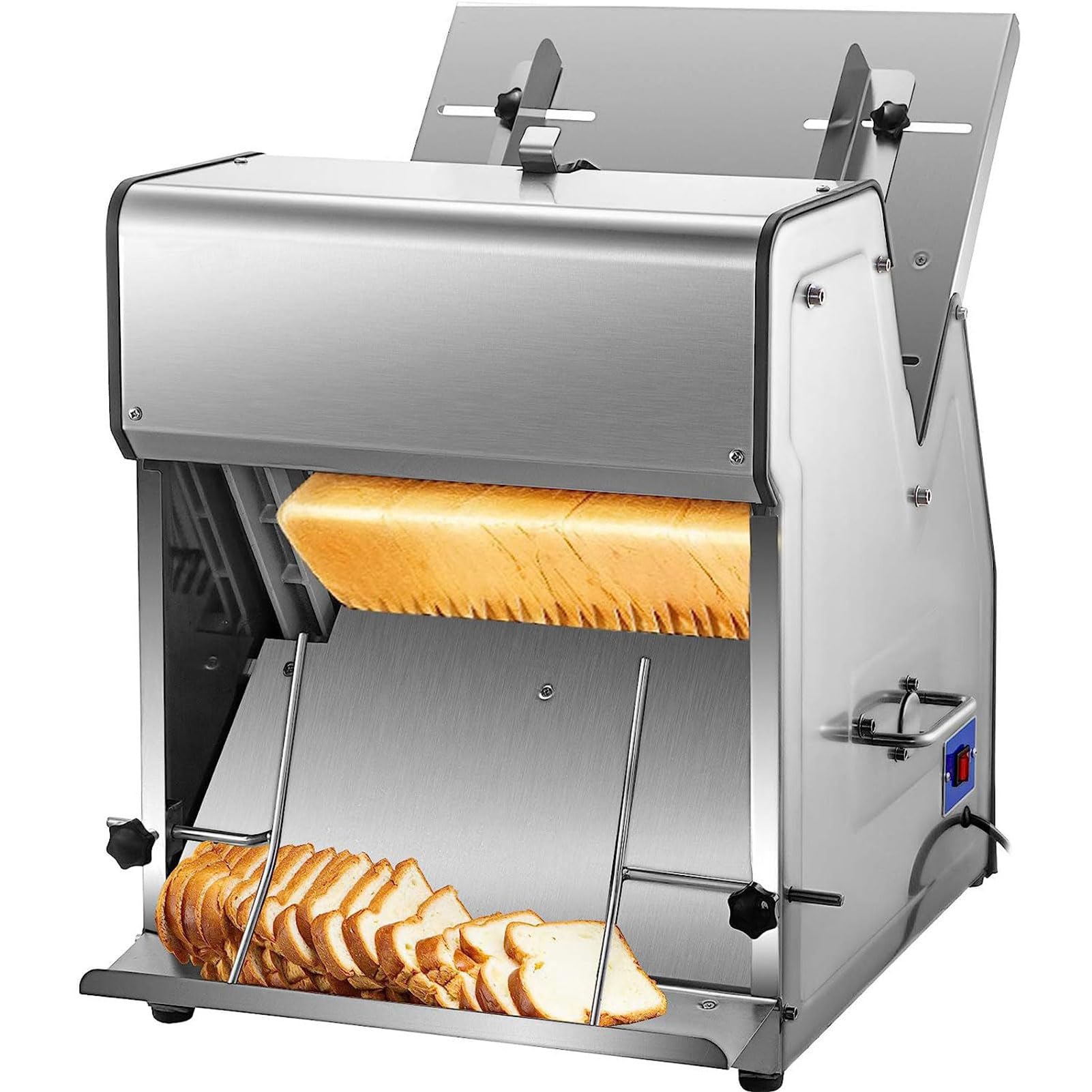 AYCDL Commercial Toast Slicer, 370W Electric Bread Cutting Machine with 11-39cm Adjustable Bread Baffle, Stainless Steel Bread Slicer, 12mm Thick, for Bakery, Kitchen