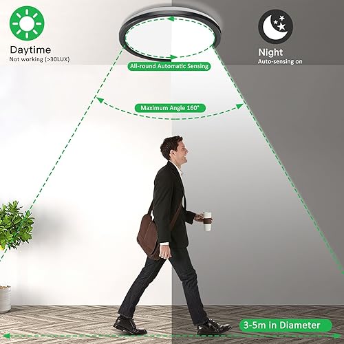 Miniatura 3 de Nevfiro Lámpara de techo LED con sensor de movimiento, luz de techo empotrada de 18 W, 5000 K, 1800 lm, luz de techo activada por movimiento, para