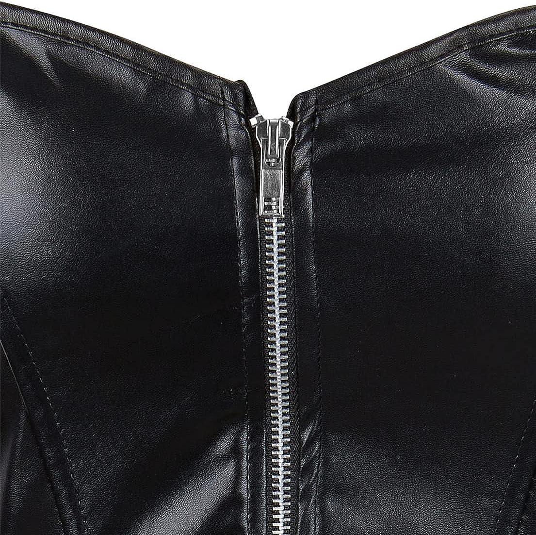 DKCHENH Women's Punk Rock Faux Leather Steampunk Corset gothic bustier skirt set costume
