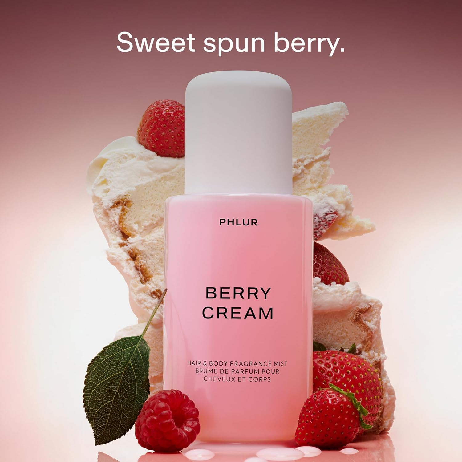 PHLUR Berry Cream Body Mist - Hair & Body Fragrance Mist - Body Spray with Strawberry, Sweet Cream, Amber and Vanilla (8 Fl Oz) - Image 2