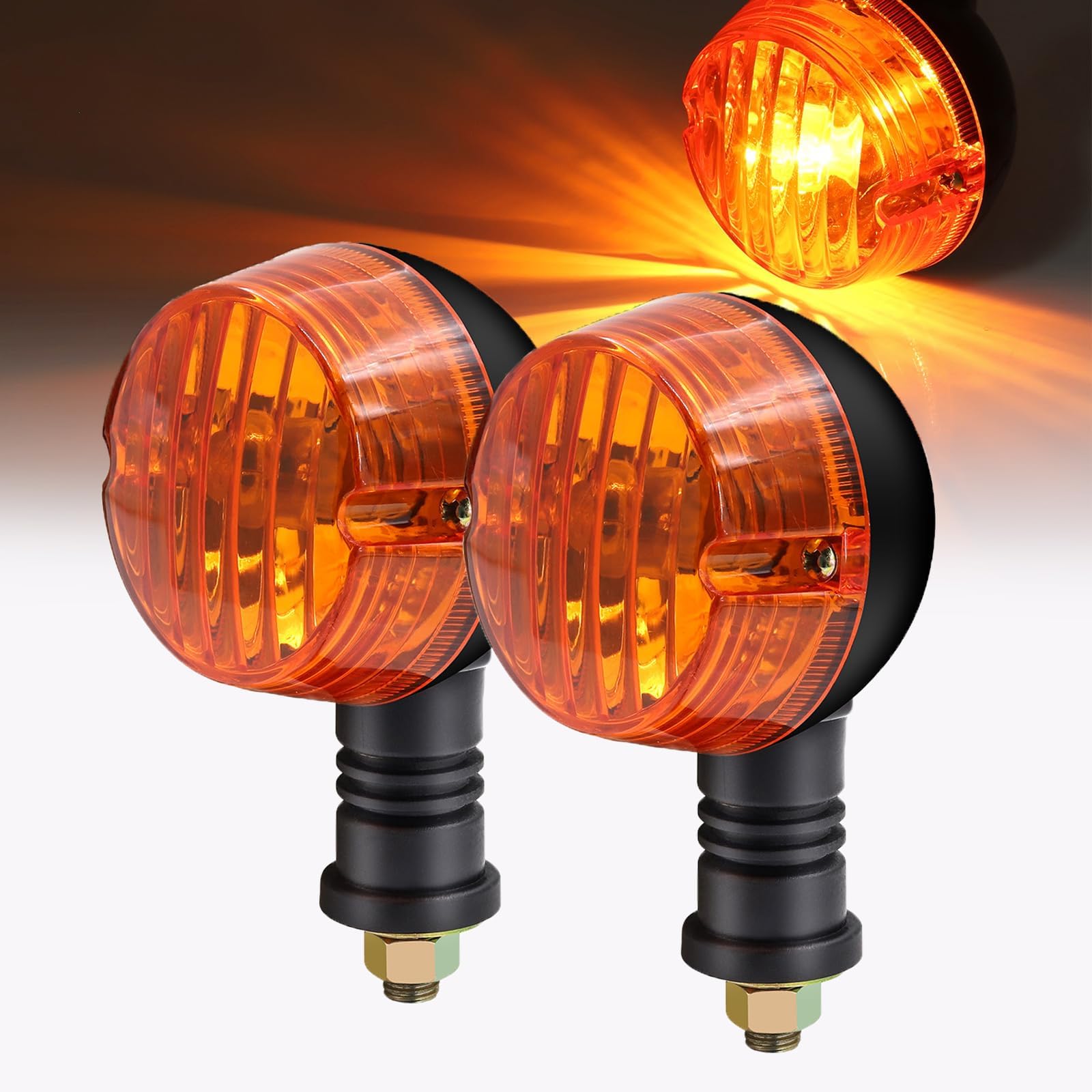 ZHHXYanh Motorcycle Turn Signal Lights 12V Retro Amber Halogen Lamp GN-125 Round Motorbike Front Turn Light Rear Indicator Blinkers Flashers 2Pcs