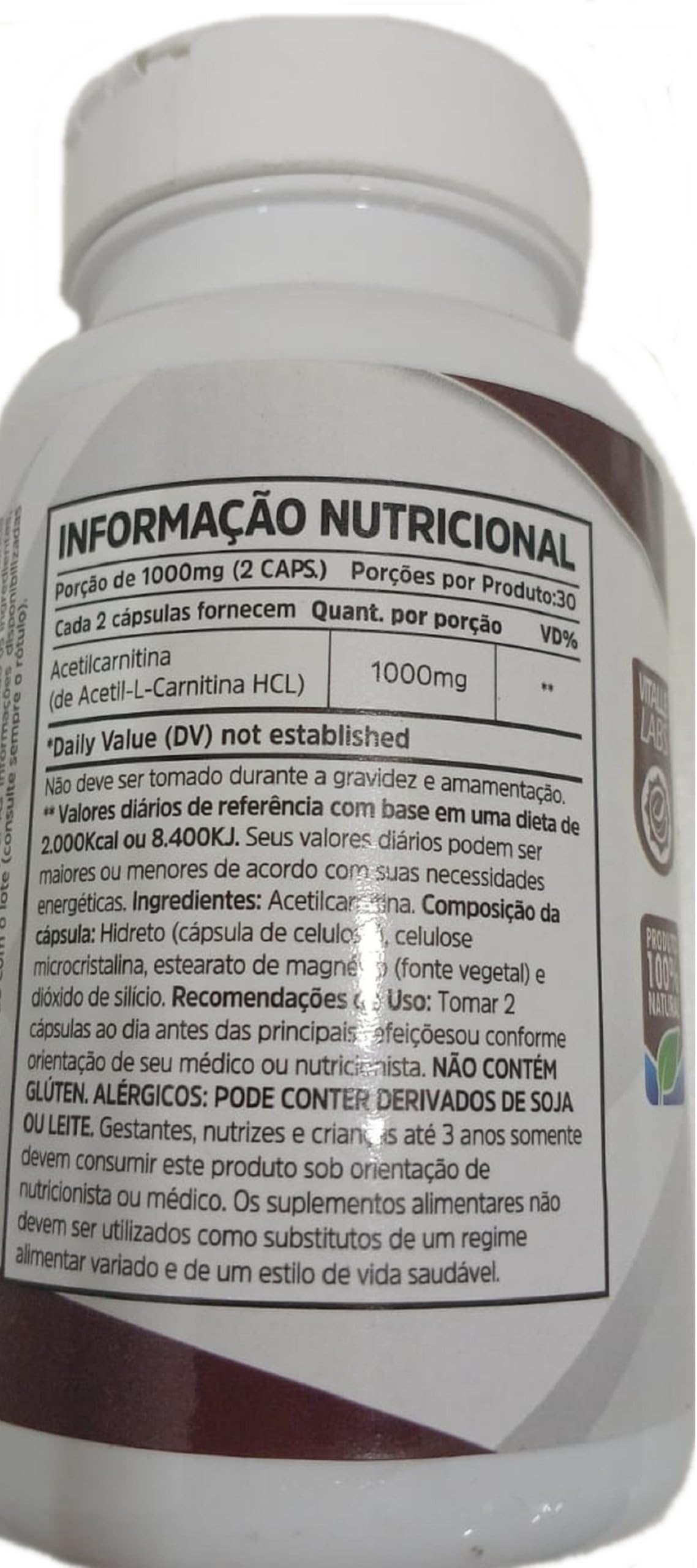la mejor l carnitina liquida Acetilcarnitina Nutrivitalle 60 Cápsulas Kit 3 Unidades