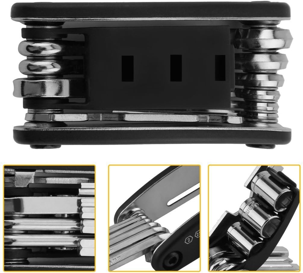 MooMax Multi Socket Wrench Screwdriver 15 in 1 Multi-Function Bike Cycling Chain Tyre Steel Repair Screwdriver Tool Combination Repair Tool Kit Set