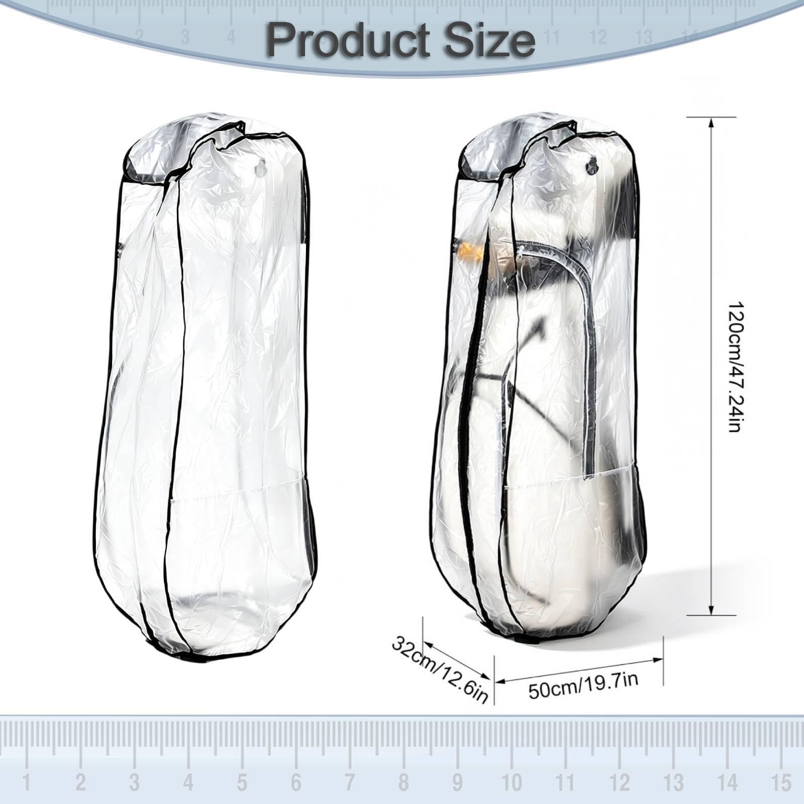 Funda de Lluvia para Bolsa de Golf Cubierta Impermeable Protector Capucha Transparente PVC Carro Empuje Acceso con Cremallera Plegable L