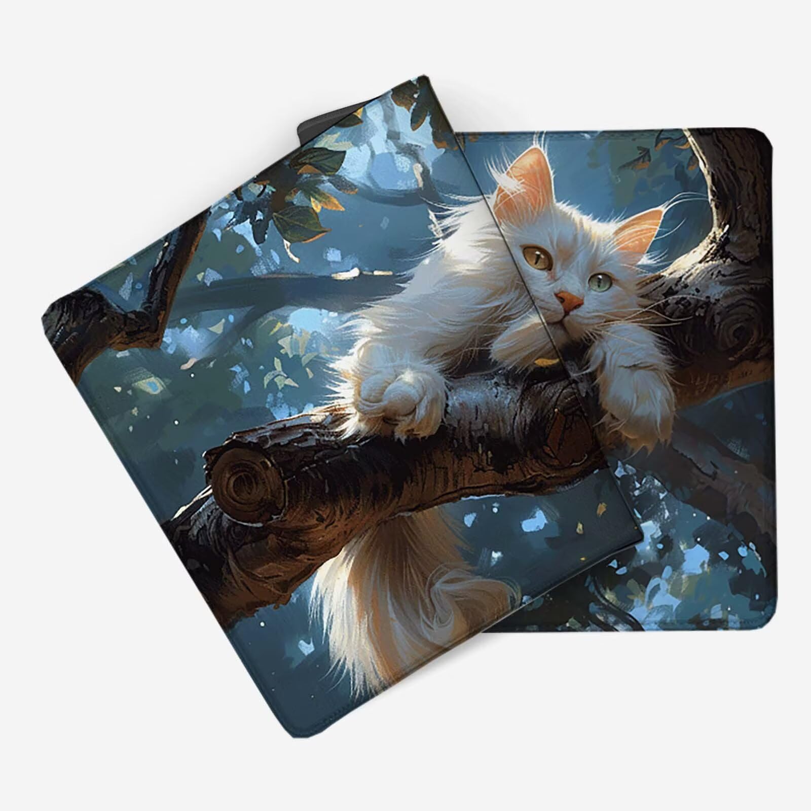 Blanco Alfombrilla Ratón Gato Alfombrilla Gaming XXL (1500 x 800 x 3 mm), Impermeable Mouse Pad con Bordes Cosidos Tapete Escritorio con Base de Goma Antideslizante para Gaming, Oficina -zzg2505Q6