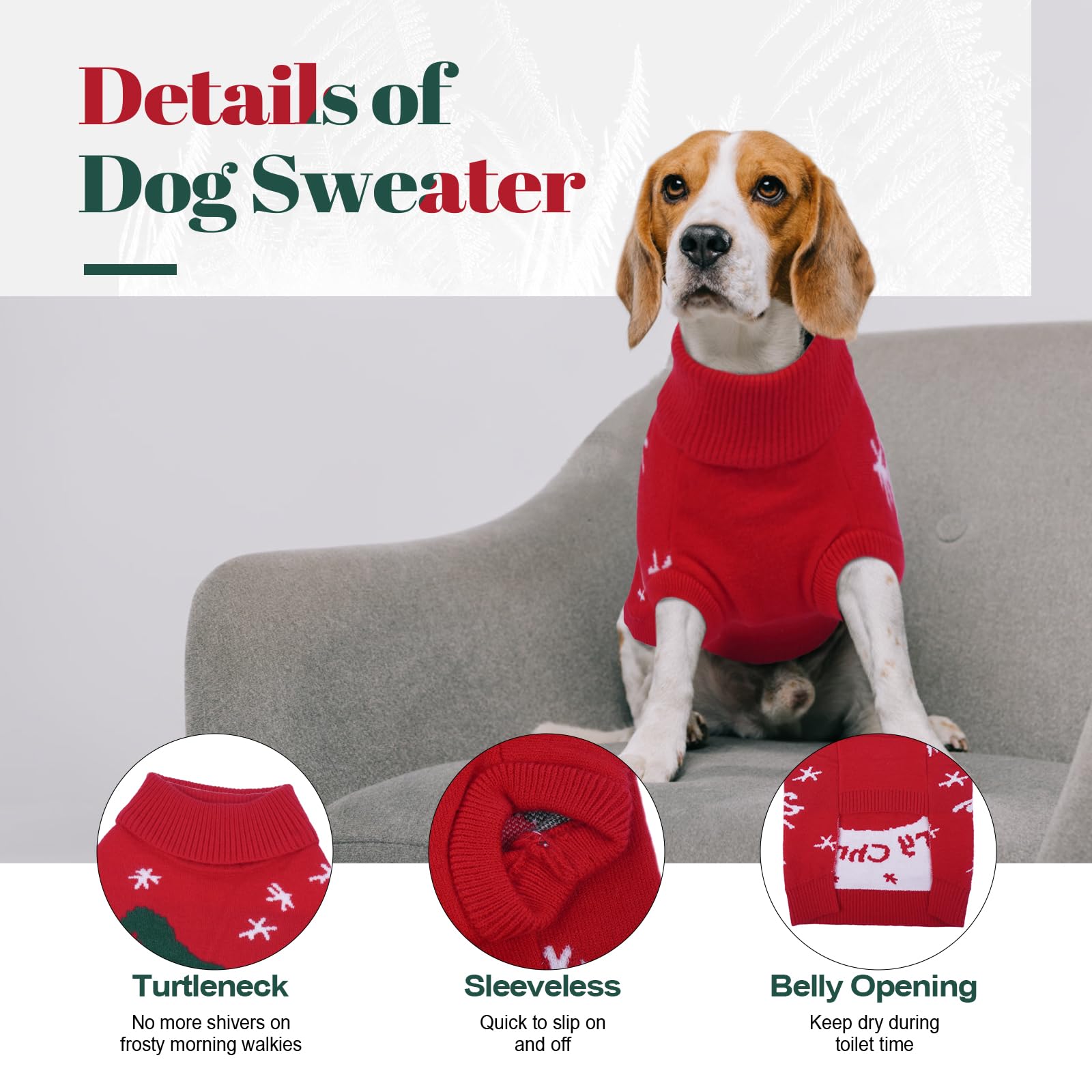 Hjumarayan Dog Christmas Jumper - Cosy Snowman Jumper Small, Warm Winter Sweater with Harness Hole for Pomeranian Mini Dachshund, Red S - Image 3
