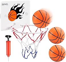 DEWEL Children's Mini Basketball Hoop, Wall Basketball Hoop for Children with Powerful Suction Cups, Educational and Sports Basketball Toy for Bedroom, Bathroom and Office with 3 8 cm Peltoas