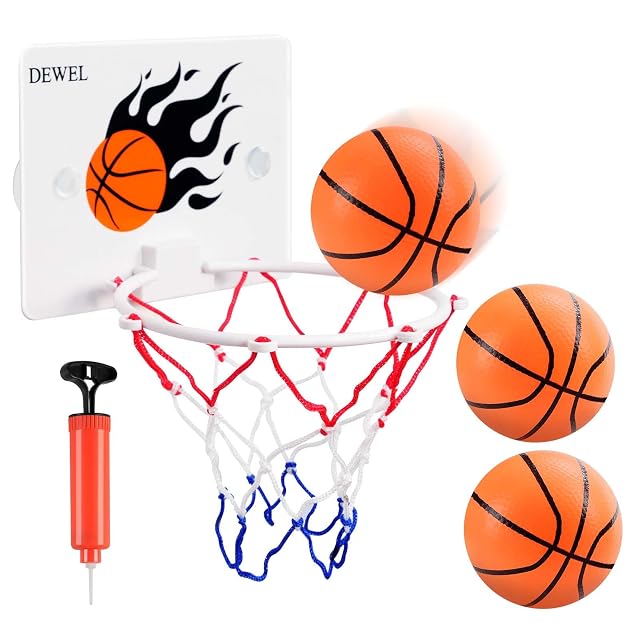 DEWEL Mini Canasta Baloncesto Infantil con 3 Pelotas y Inflador