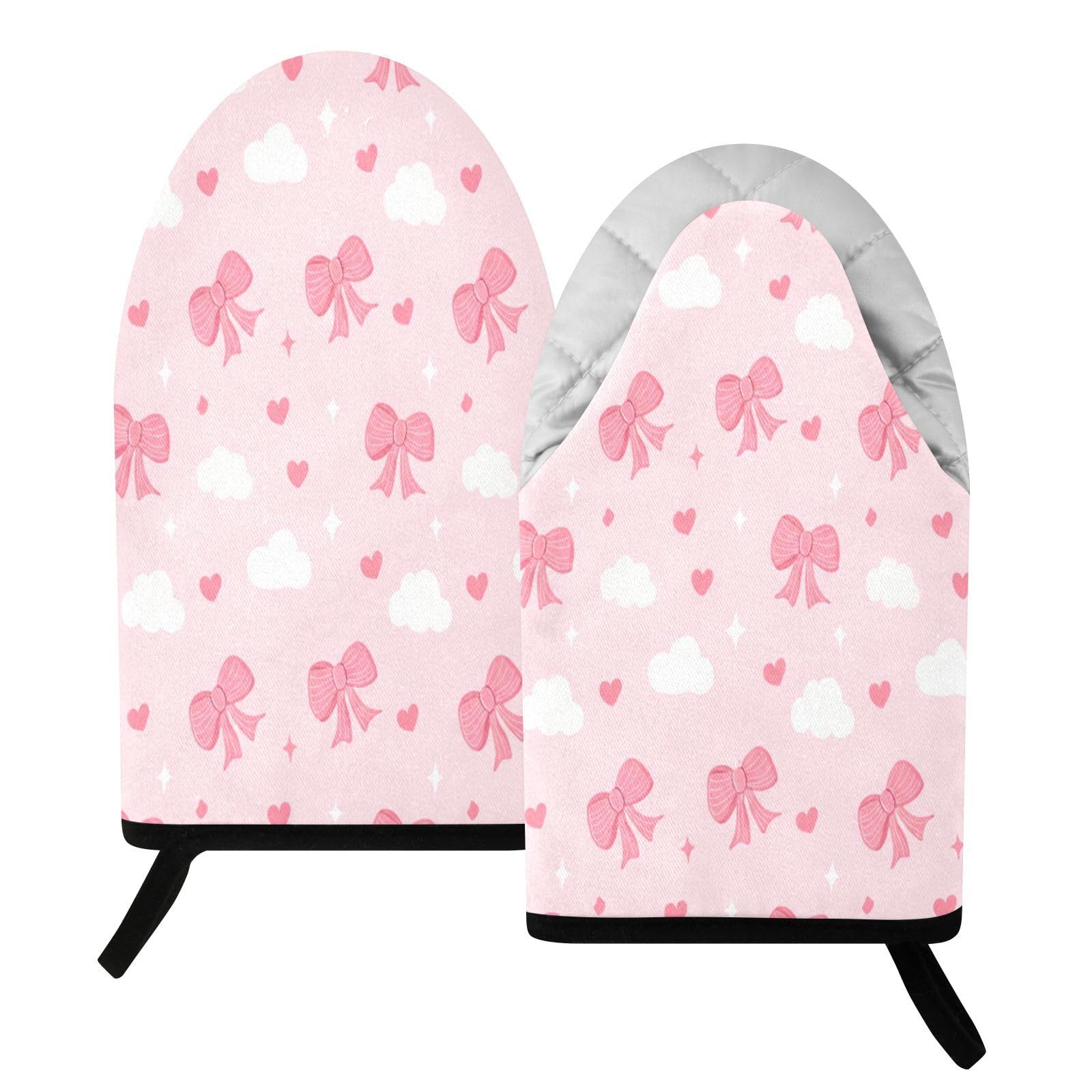 BURSTDDY Bow Oven Mitt,Heat Resistant Kitchen Mitts for Cooking
