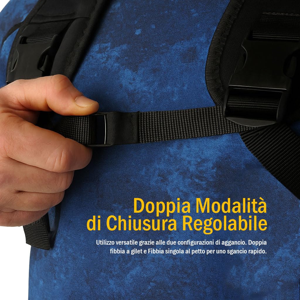 Schienalino in Neoprene con Zavorre Namaka | Per Apnea, Pesca Sub, Snorkeling | Supporto Zavorra o Galleggiante – Gilet Regolabile Multifunzione