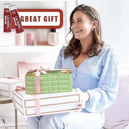 Miniatura 7 de Paquete de 20 bálsamos labiales naturales a granel con vitamina E y aceite de coco para el día de San Valentín, la mejor opción  Hidratante,