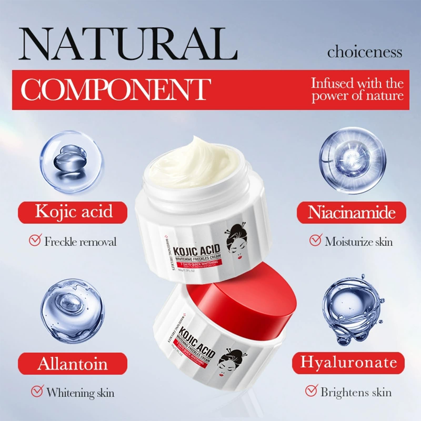 Kojic Acid Cream, Brightening & Anti-Aging Dark Spot Remover, Hydrating Face Moisturizer for Dry Skin - Image 2