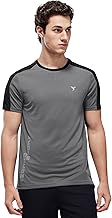 TECHNOSPORT Men's Slim Fit Color Block Short Sleeve T-Shirt with Technocool, Quick Dry and Anti Microbial Fabric for Sports, Gym and Regular Uses