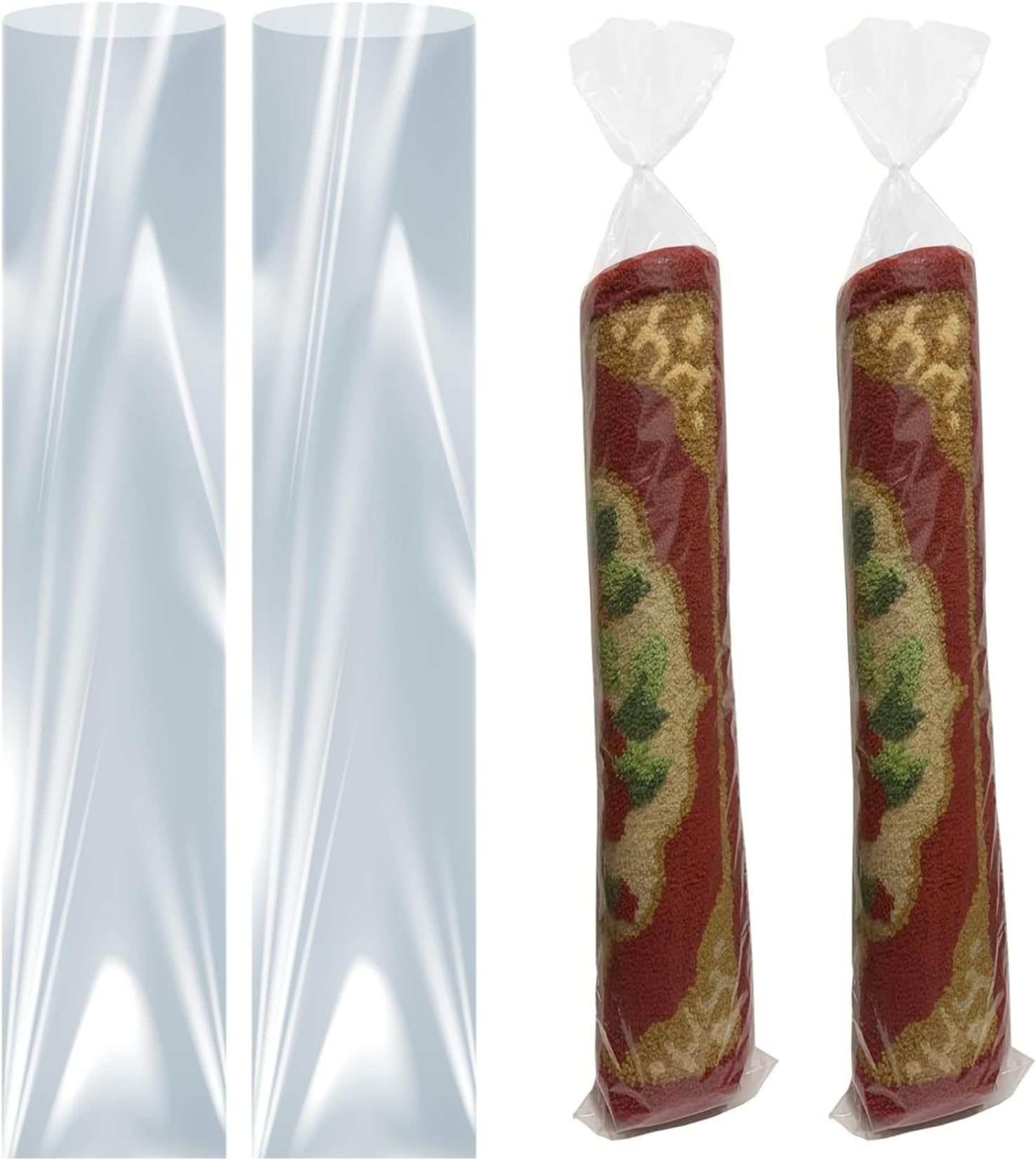 4PCS Carpet Bag 22x92 Inch Clear Plastic Rug Storage Bags for Packing and Moving, Transparent Bags for Rugs, Blankets and Home Storage-No Vent Holes