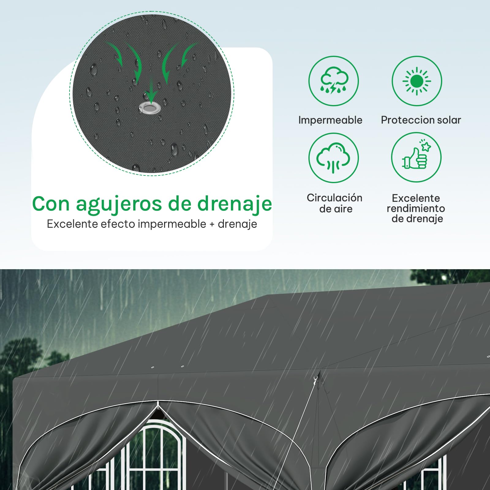 Laneetal Carpa Plegable 3x6 M, Gazebo de Jardín con 6 Paredes Laterales con Cremalleras En Las Ventanas, Pergola Jardín para Exterior, Pabellón Cenador para Camping y Fiestas, Gris