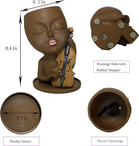 Miniatura 5 de Dolkgy Macetas de cara para plantas de interior y exterior, macetas únicas de cara de mujer, macetas decorativas modernas para mujeres negras con