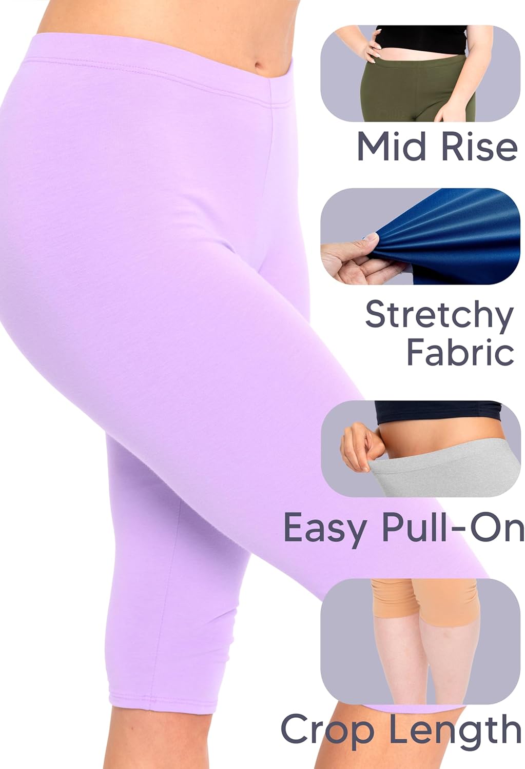 Women's and Plus Size Knee-Length and Ankle Length Leggings - Image 4