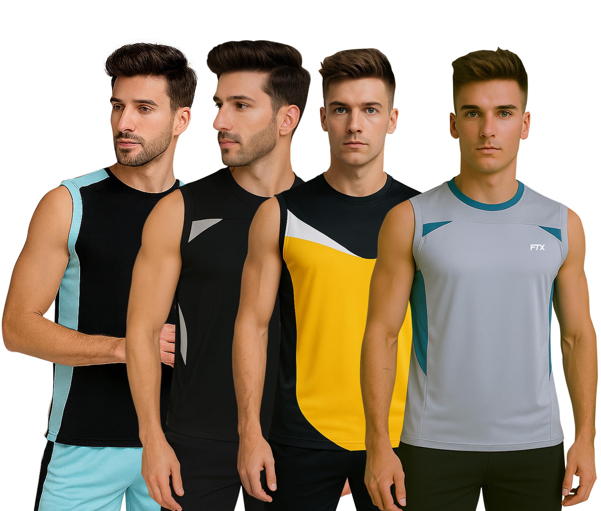 ftx Drifit Colorblock Sleeveless Activewear Sports Tshirt for Men (Pack of 4)-picture-27