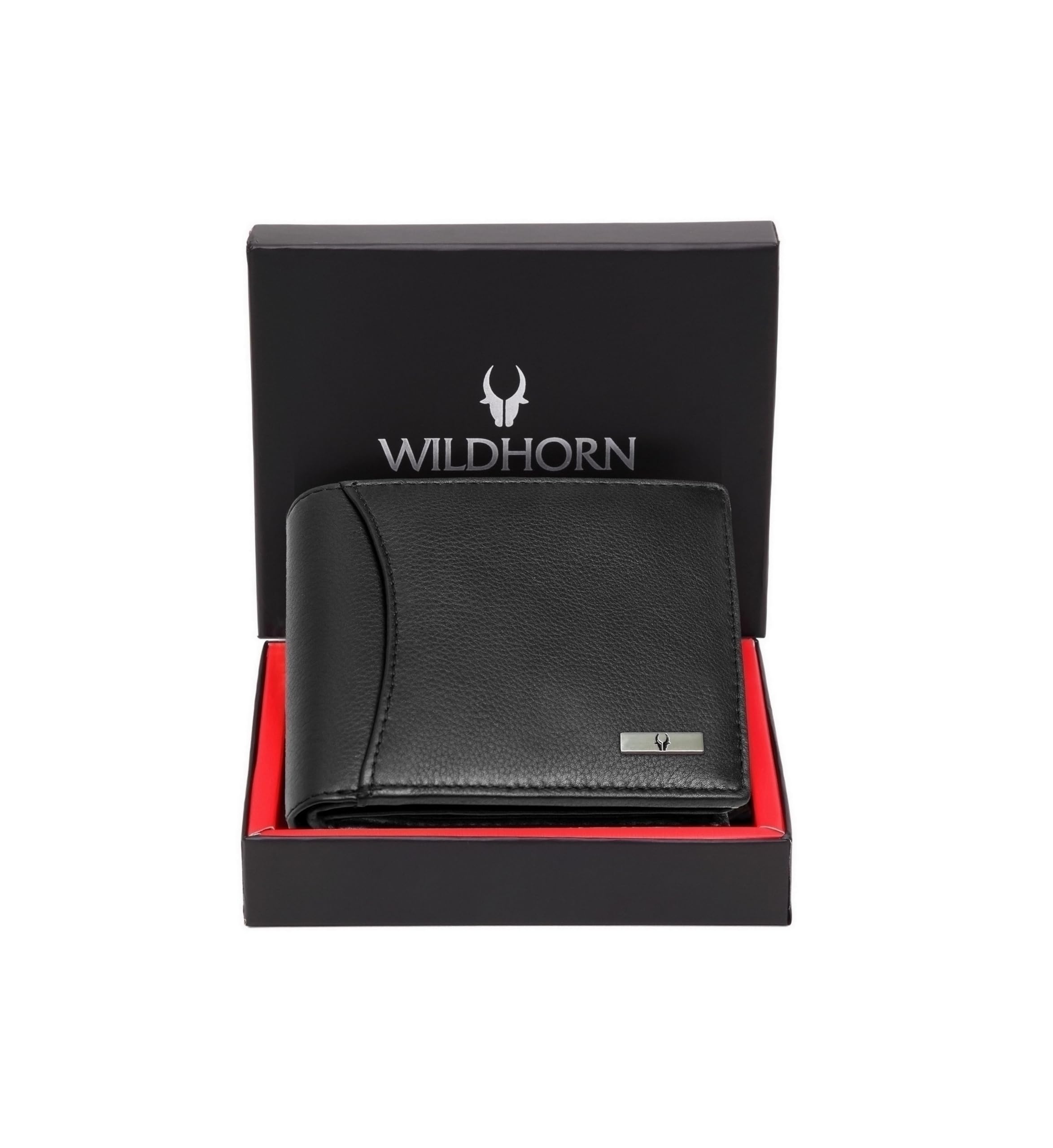 WildHorn India RFID Protected Leather Men's Wallet, BLACK, Contemporary