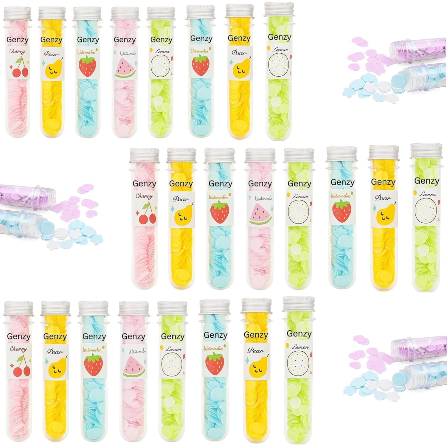 Genzy Paper Soap Sheets Pack of 24 – Portable Travel Soap Tube, Disposable Hand Wash Sheets, Flower Design Instant Dissolving Soap Strips, Mixed Fragrance, Safe for Kids, School, Office & Outdoor Use-image-38