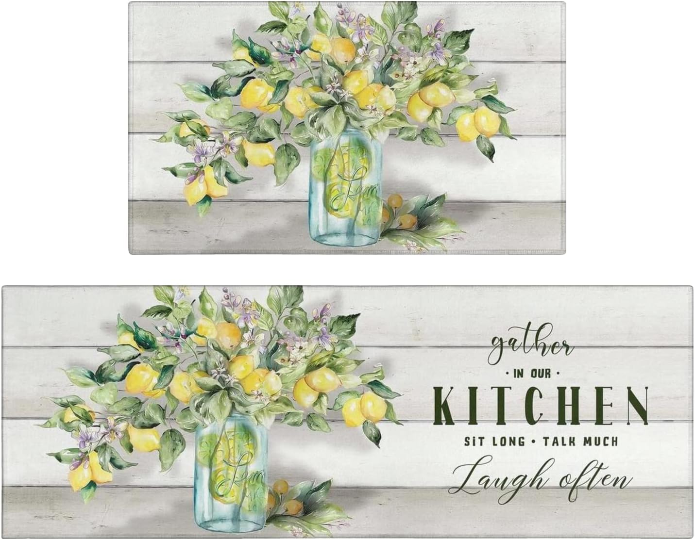 Lemon Gnome Truck Decorative Kitchen Mats Rugs Set of 2