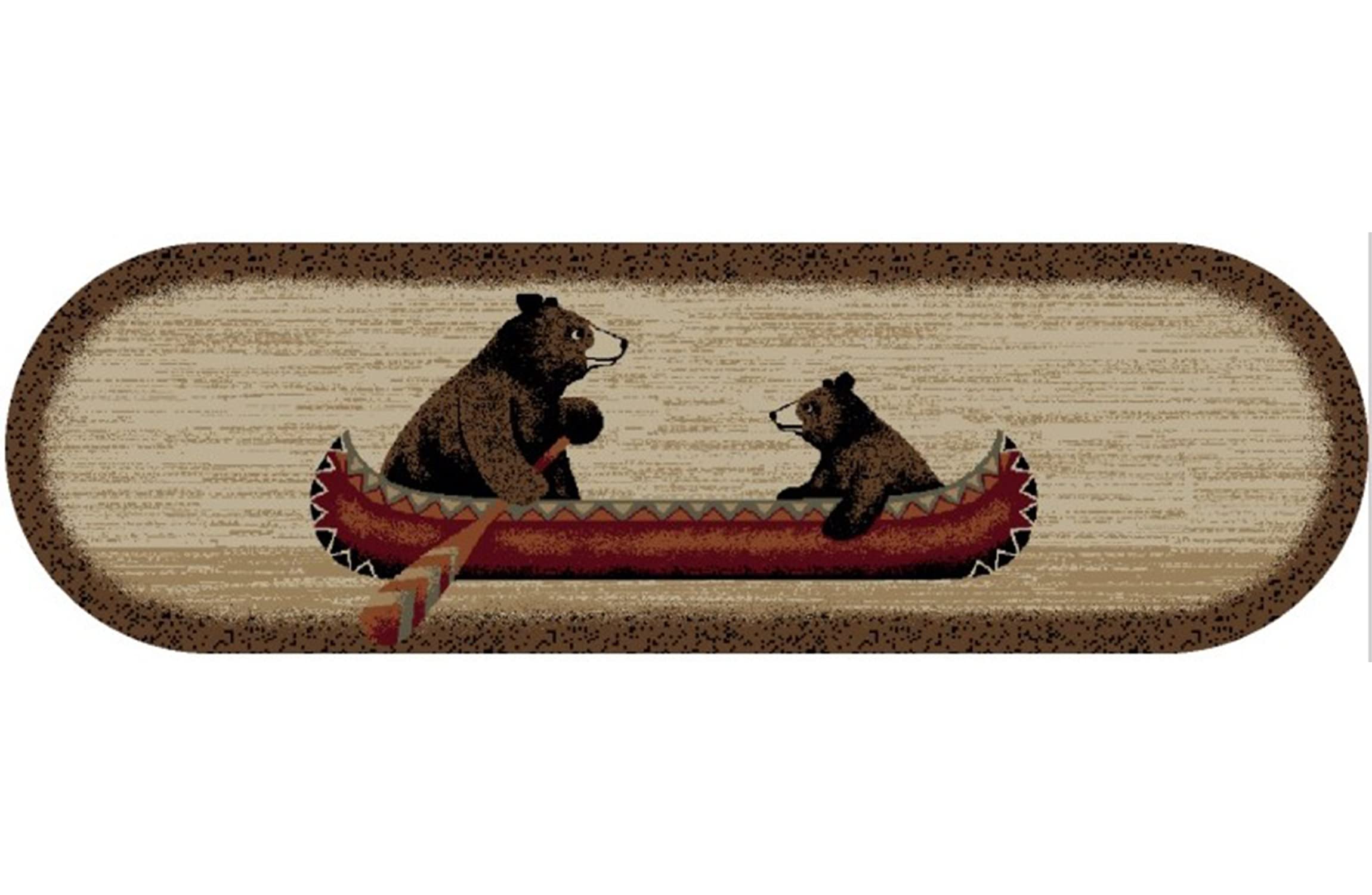 Mayberry Rug Cozy Cabin Stair Treads 9"x30" 6 Pack, Bear Canoe