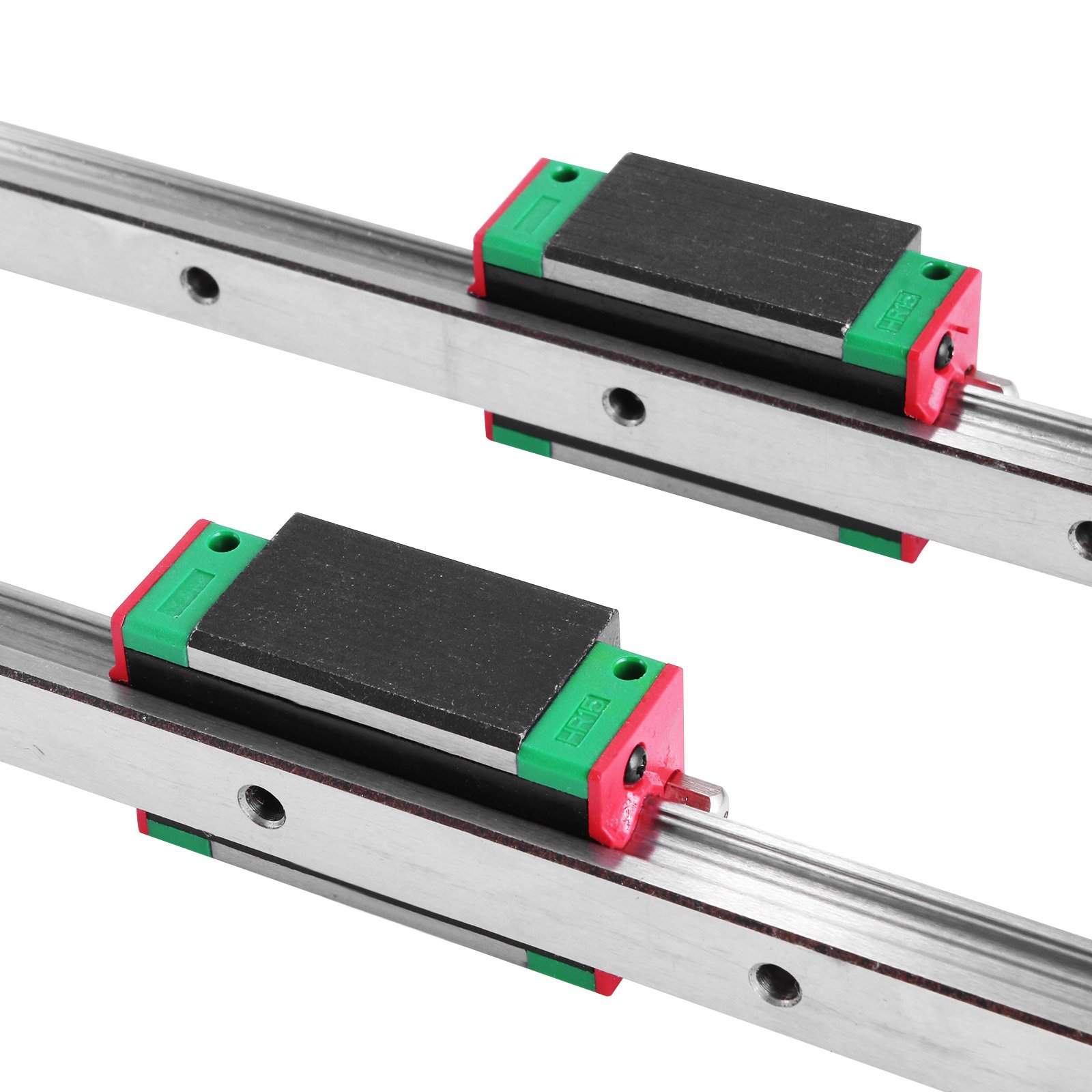 Riel Lineal 15-1500 mm 2x Riel de Guía Lineal 4x Tipo Cuadrado Bloque de Cojinetes del Carro Soporte de Riel Lineal para Rodamientos Ranurados de 15 mm