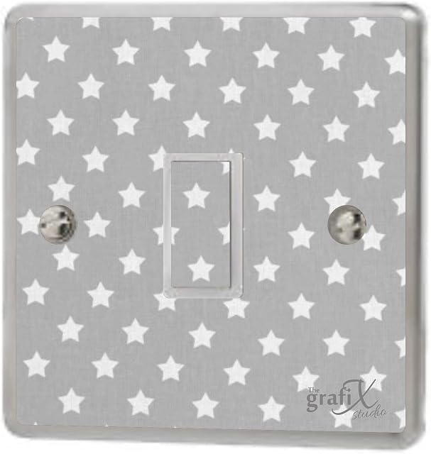 Baby Grey Stars Light Switch Sticker Vinyl/Skin cover, sw153