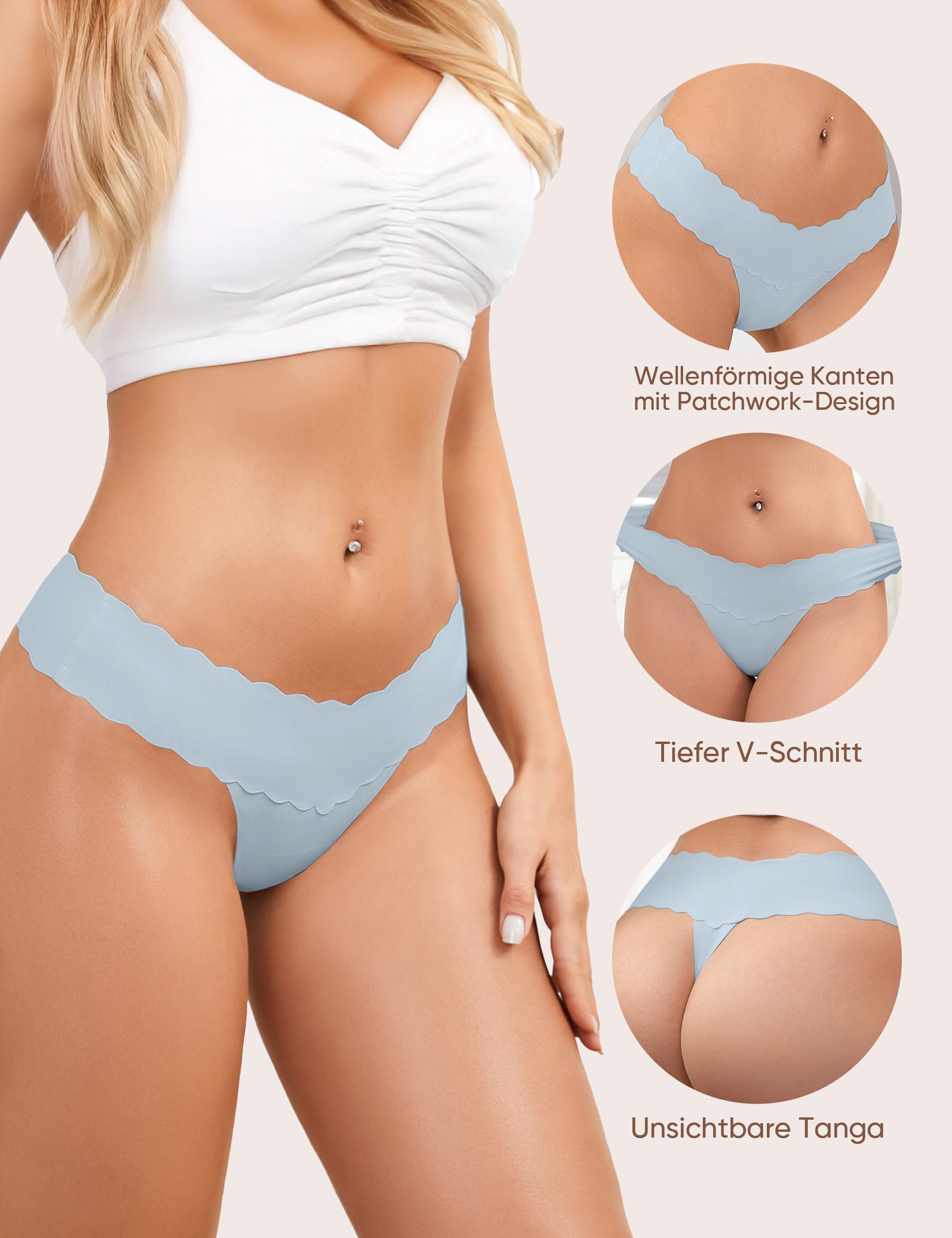 6-pak bezszwowych stringów damskich, seksowne, niewidoczne, oddychające, miękkie stringi, S-XXL
