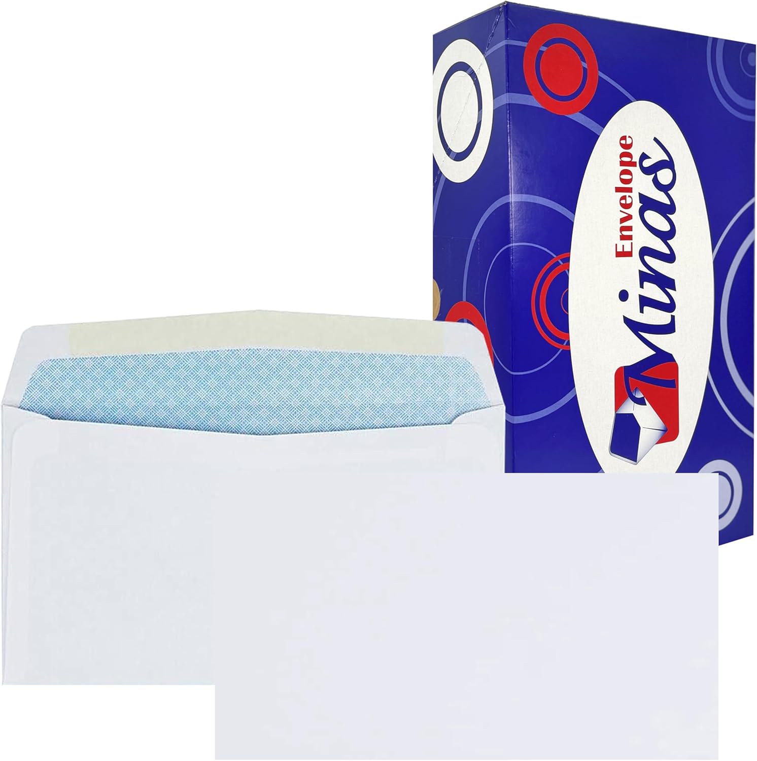 500 Minas Envelope # 6 3/4 Business Envelope, 3 5/8" x 6 1/2", Sturdy 24lb. White, Gum Flap, Security Tinted, 500 Envelopes
