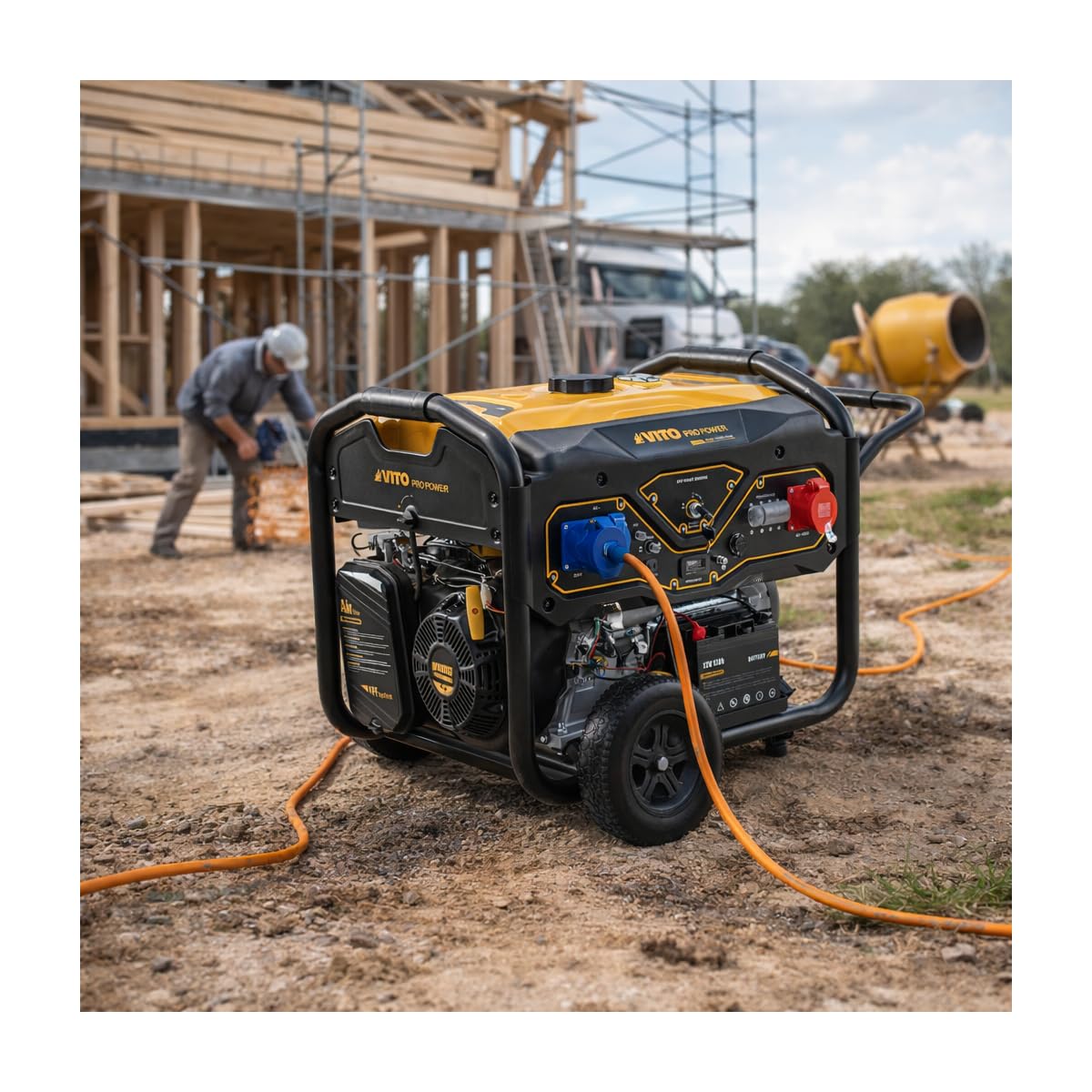 VITO - Generador Gasolina 8.0kVA 18CV Trifásico Arranque eléctrico y manual AVR, Depósito 25L, Generador eléctrico Casa Astillero