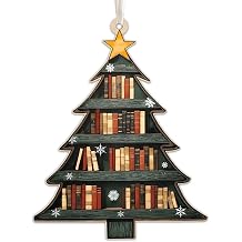 Flat 2D Book Ornament 2026, Bookish Gift for Women, Book Lovers, Bookclub | Wooden Stocking Suffers For Bookworm, Librarian, Book Lovers, 4.4 X 3.5 Inches, Includes Gift Package And Ribbon