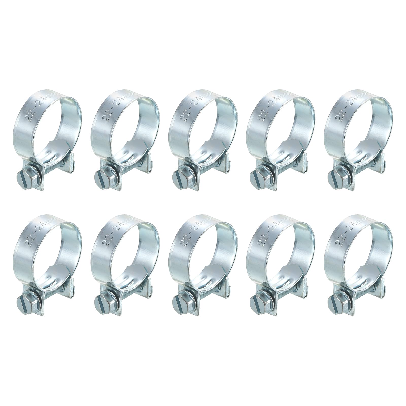 Abrazaderas de manguera uxcell de 22-24 mm para tubo de combustible, pack de 10 piezas zincadas