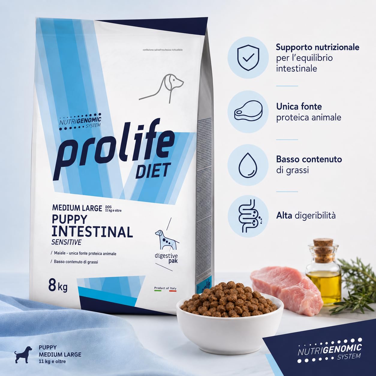 Prolife Diet Puppy Intestinal Sensitive Cane Medio Grande, 8 kg