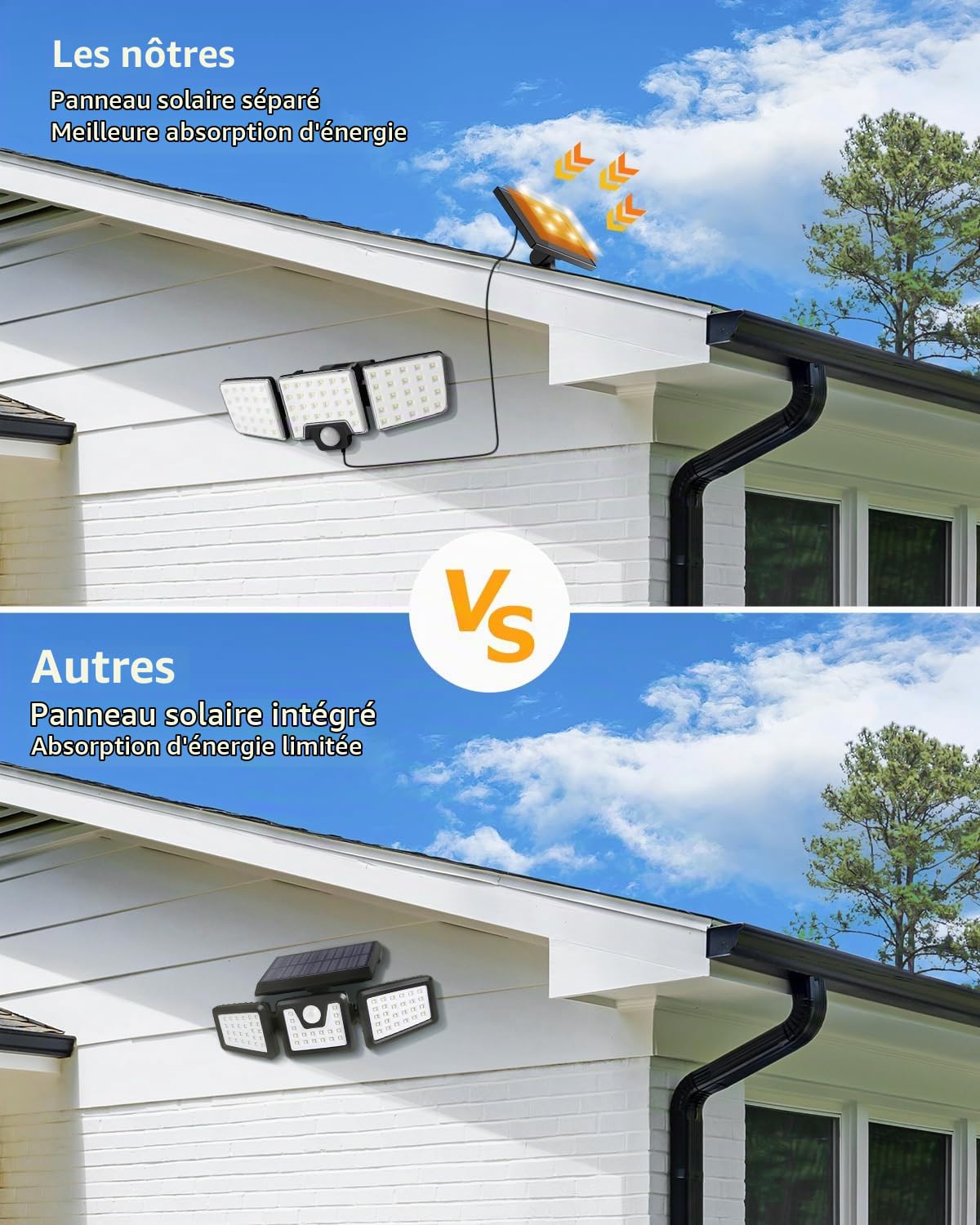 Lepro Lampe Solaire Extérieur Détecteur de Mouvement 1200LM 74LED 2PCS