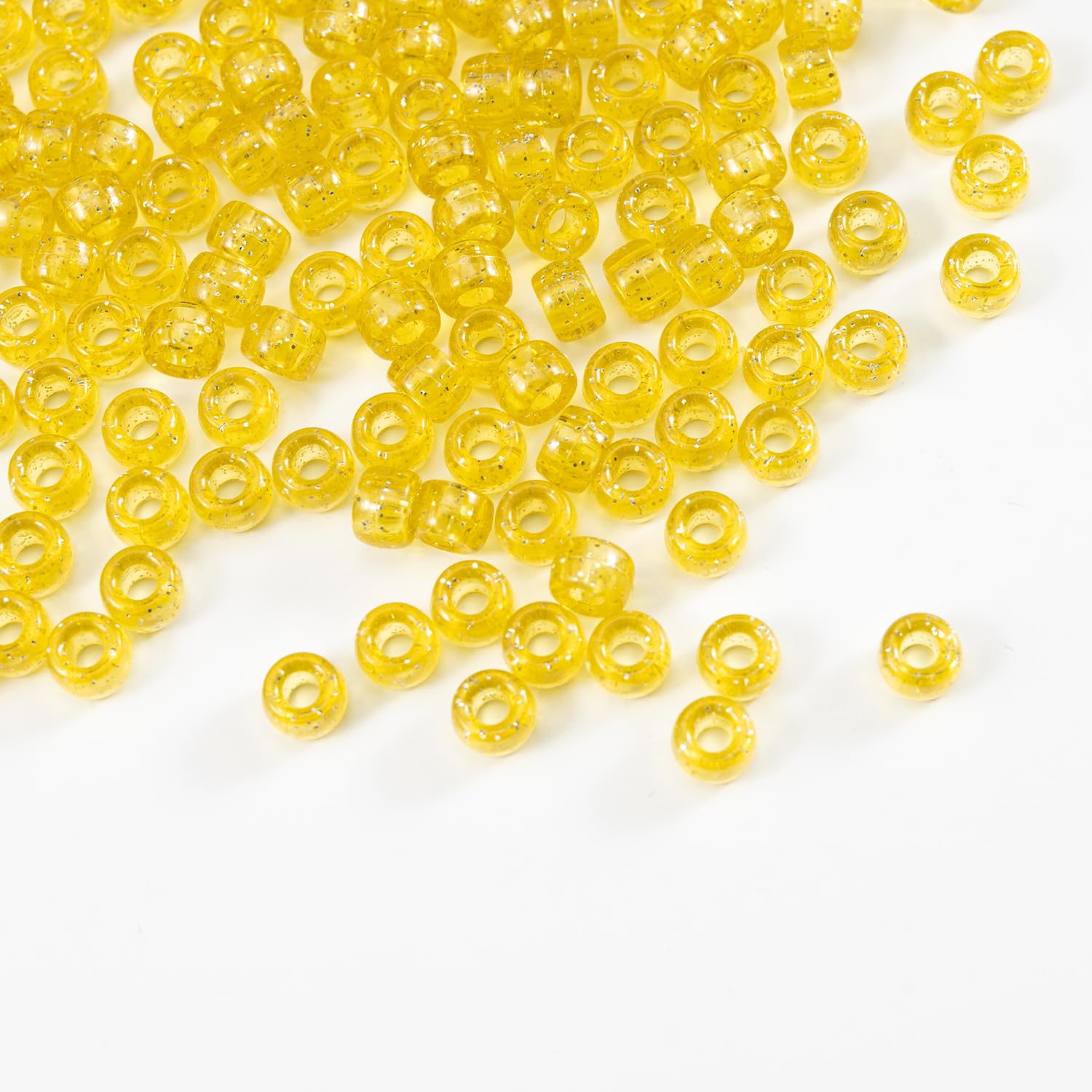 Gxueshan 1000 Pcs Acrylic Plastic Transparent Yellow Pony Beads 6x9mm Large Hole Pens Hair Braiding Bulk Kandi Beads for Friendship Bracelet Necklace Jewelry Making Kit - Image 2
