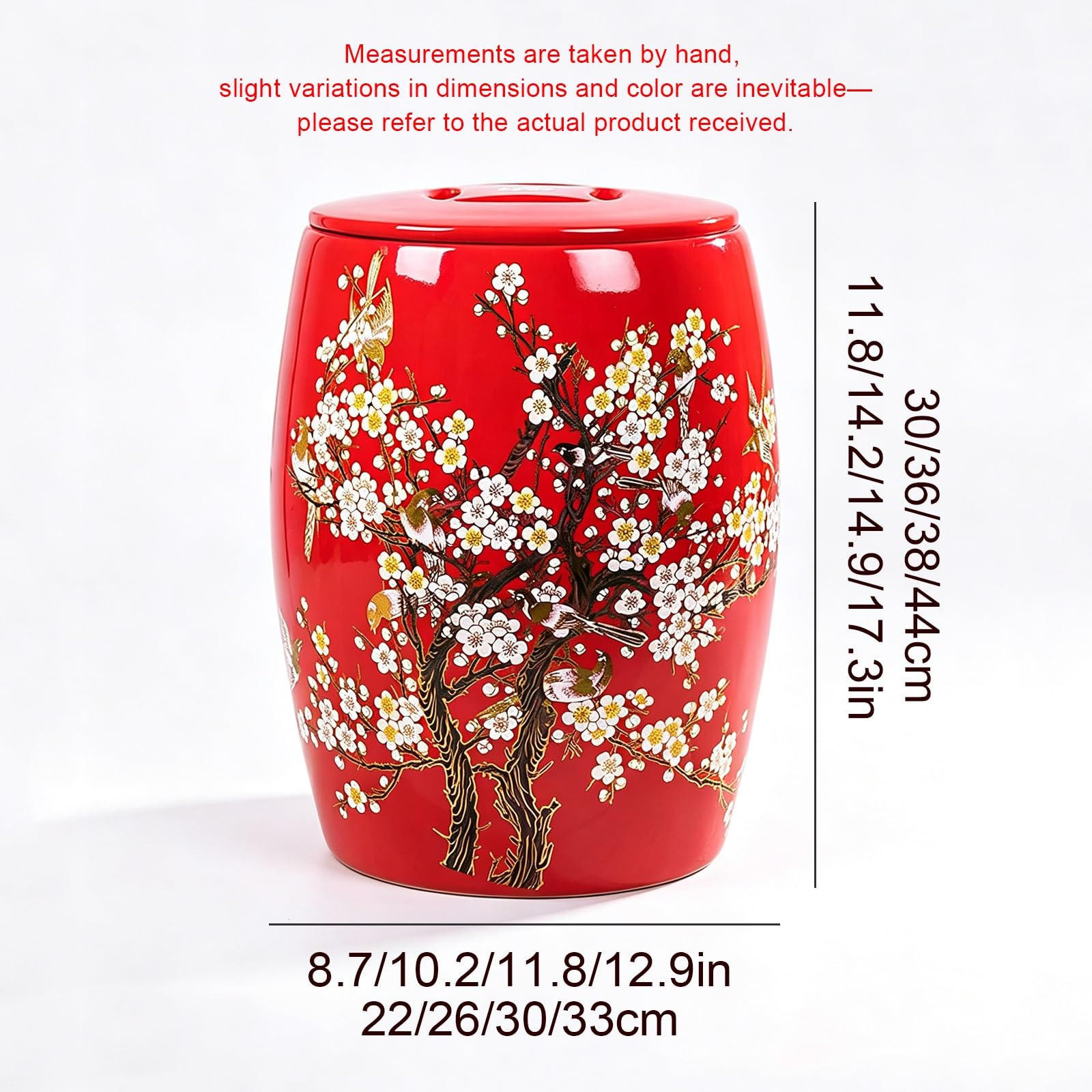 Secchio Per Riso In Ceramica Con Coperchio, Dispenser Per Cereali | Recipiente per la conservazione alimentare, design ad alta capacità, scatola porta riso, farina, noci(B,30x38cm/11.8x14.9in)
