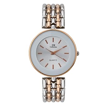IIK COLLECTION Round Studded Dial Metal Bracelet Chain Strap Analogue Wrist Watch for Women and Girls