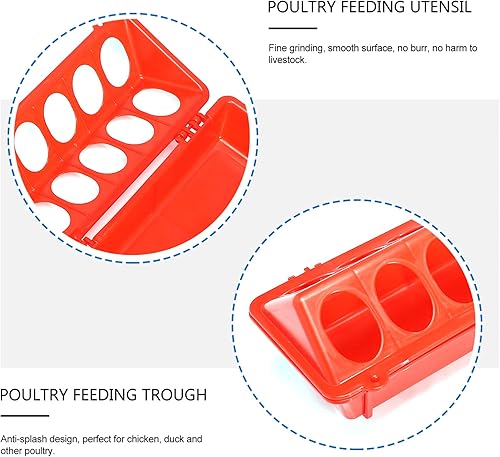 Miniatura 5 de Alimentadores de pollo con tapa abatible de plástico, bandeja de alimentación para aves de corral, comedero pequeño para aves de corral, 2 uds